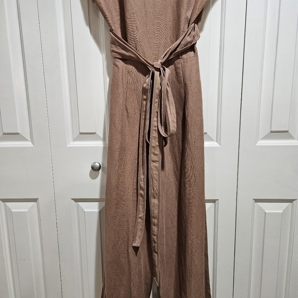 ARITZIA Wilfred Brax Nutmeg Linen Blend Jumpsuit Open Front Wrap Size 00 - Picture 10 of 11